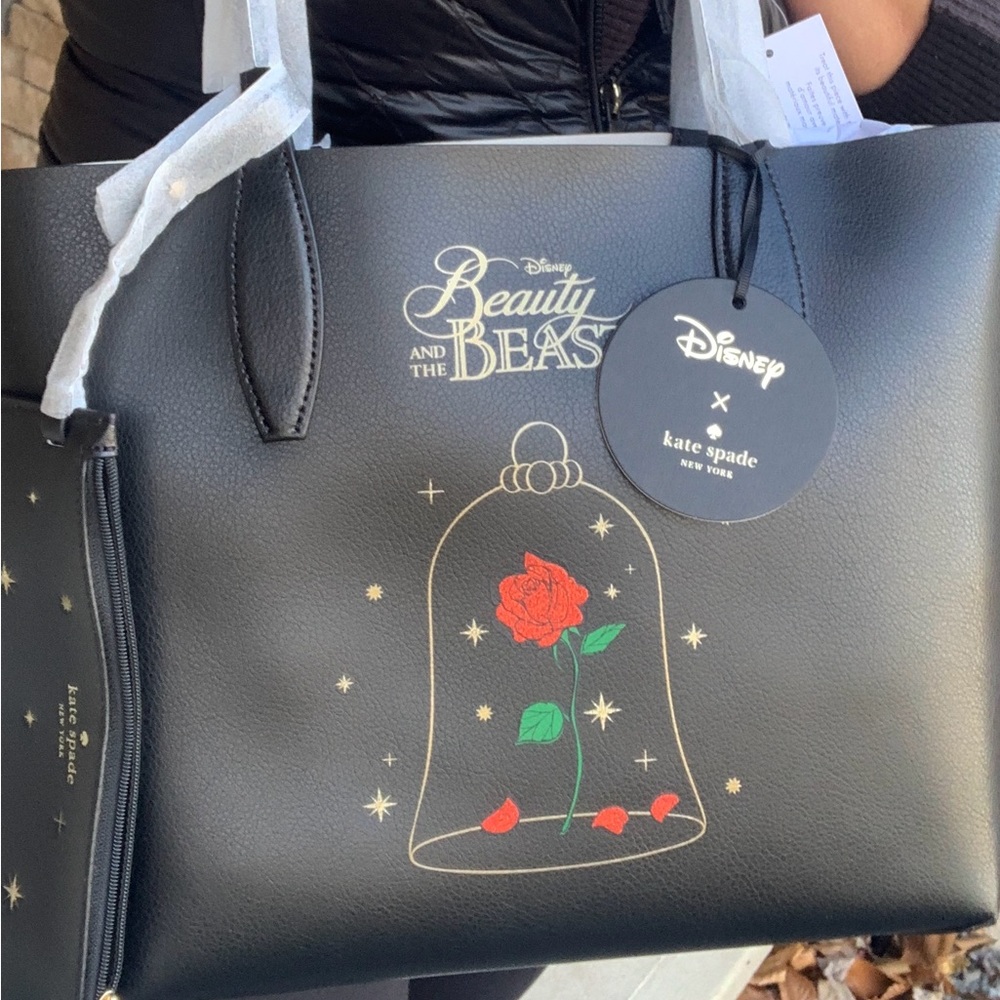 Authentic KATE SPADE Reversible leather Beauty and the beast  tote/Wristlet - Picture 3 of 13